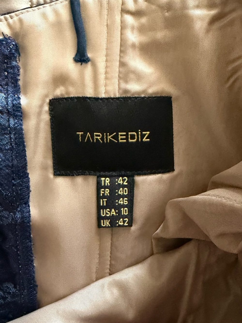 Tarik Ediz Elegant Navy One-Shoulder Evening Dress - Picture 3 of 5